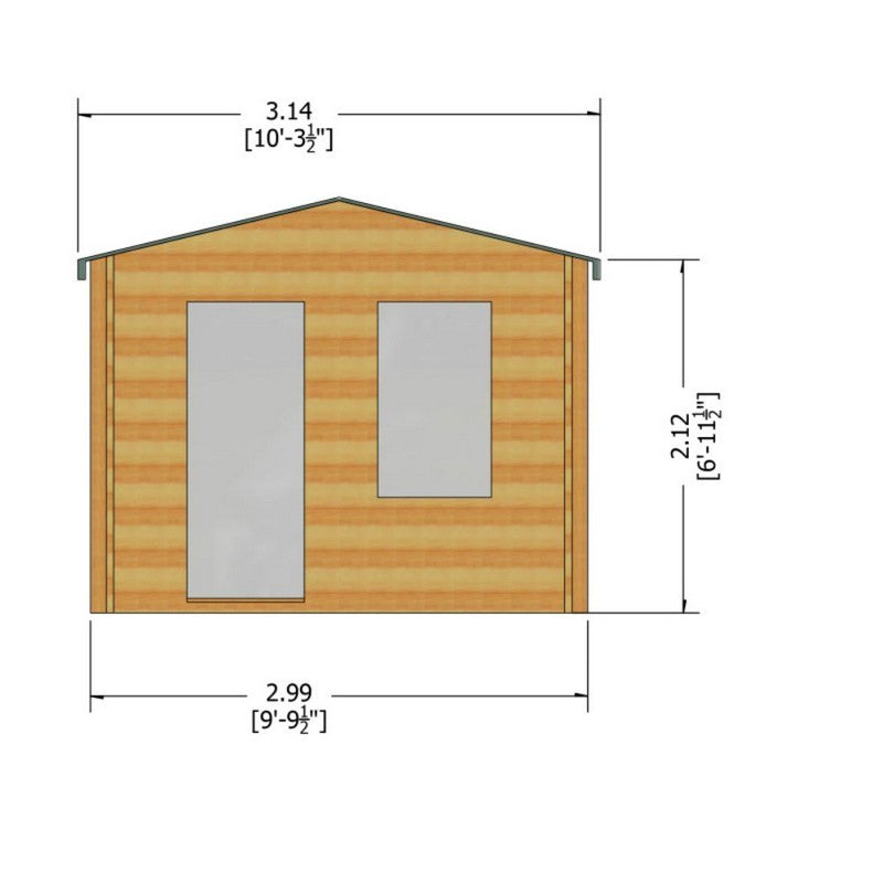 Shire Bucknells 8' x 10' Apex Log Cabin - Classic 28mm Cladding Tongue & Groove