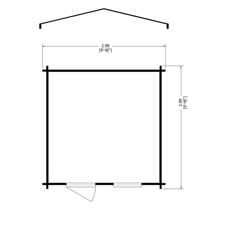 Shire Bucknells 9' 9" x 9' 9" Apex Log Cabin - Premium 44mm Cladding Tongue & Groove