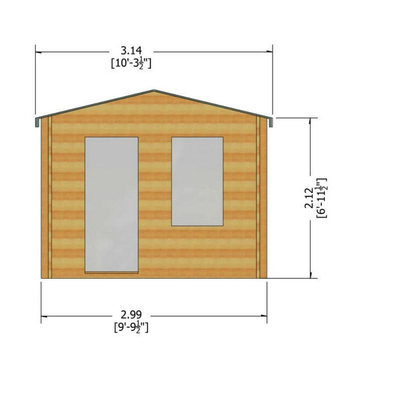 Shire Bucknells 9' 9" x 9' 9" Apex Log Cabin - Premium 44mm Cladding Tongue & Groove