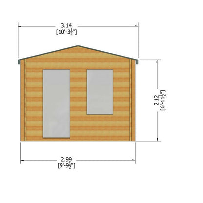 Shire Bucknells 9' 9" x 9' 9" Apex Log Cabin - Premium 34mm Cladding Tongue & Groove