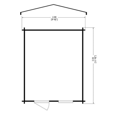 Shire Bucknells 12' x 10' Apex Log Cabin - Classic 28mm Cladding Tongue & Groove