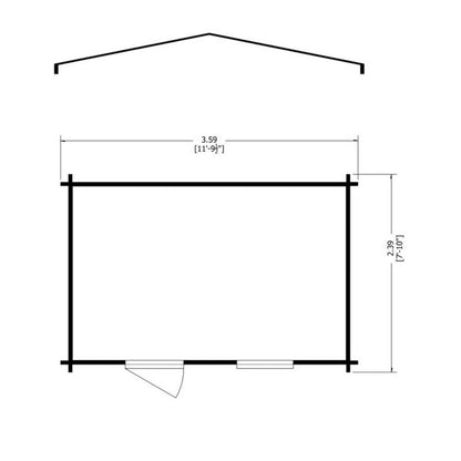 Shire Bucknells 8' x 12' Apex Log Cabin - Classic 28mm Cladding Tongue & Groove