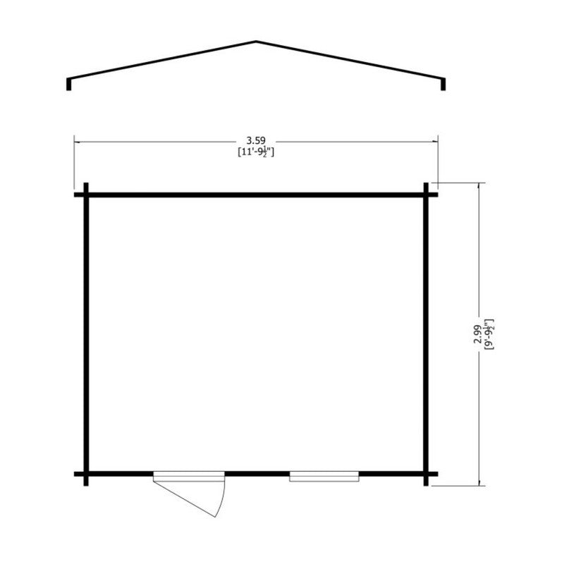 Shire Bucknells 10' x 12' Apex Log Cabin - Classic 28mm Cladding Tongue & Groove