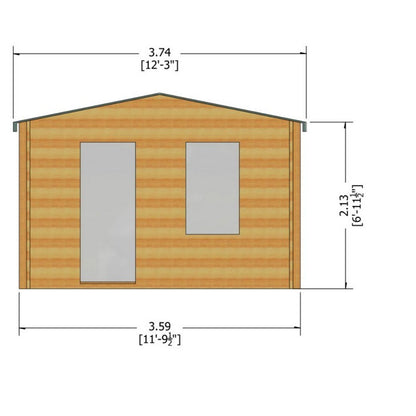 Shire Bucknells 11' 9" x 11' 9" Apex Log Cabin - Premium 44mm Cladding Tongue & Groove