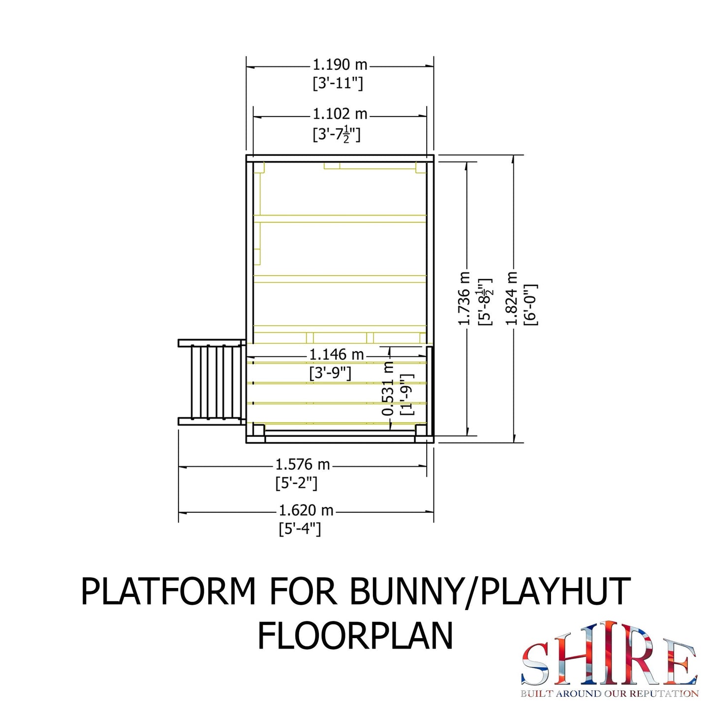 Shire Bunny 3' 11" x 5' 11" Apex Children's Playhouse - Premium Dip Treated Shiplap