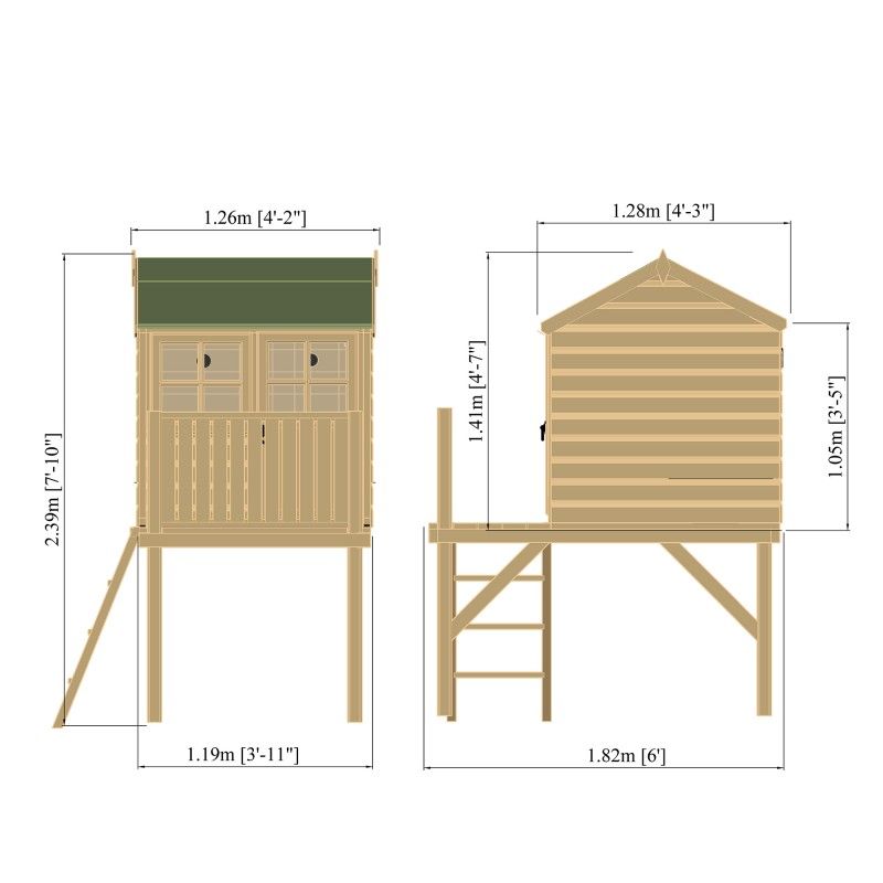 Shire Bunny 3' 11" x 5' 11" Apex Children's Playhouse - Premium Dip Treated Shiplap