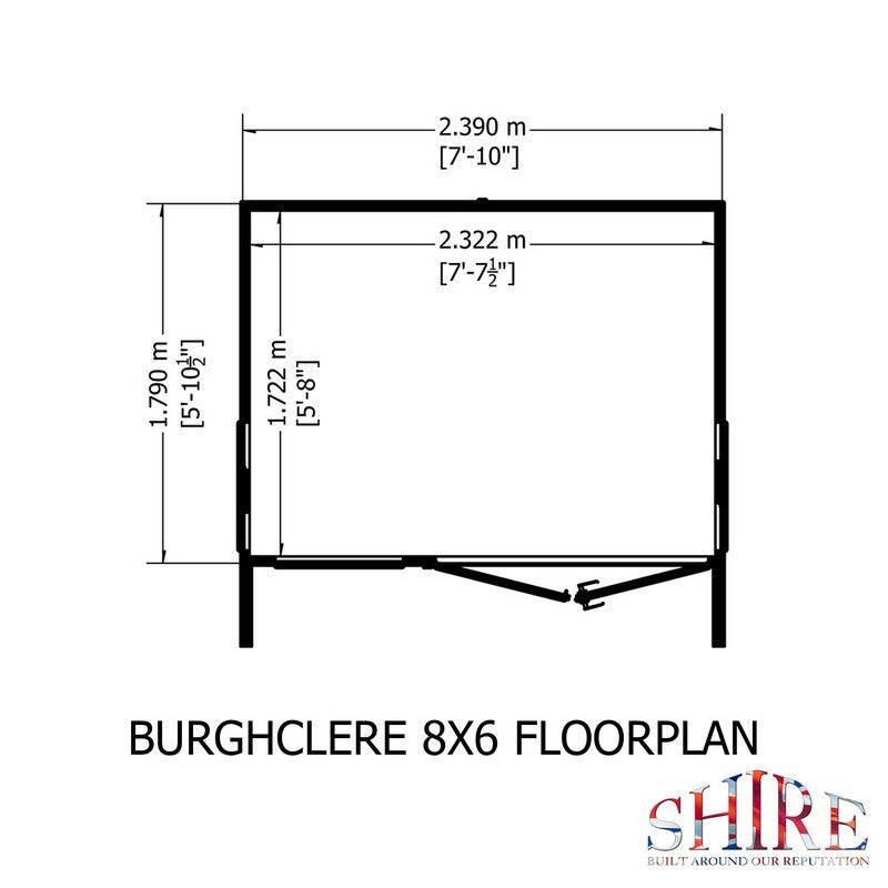 Shire Burghclere 7' 7" x 8' 2" Reverse Apex Summerhouse - Premium Dip Treated Shiplap