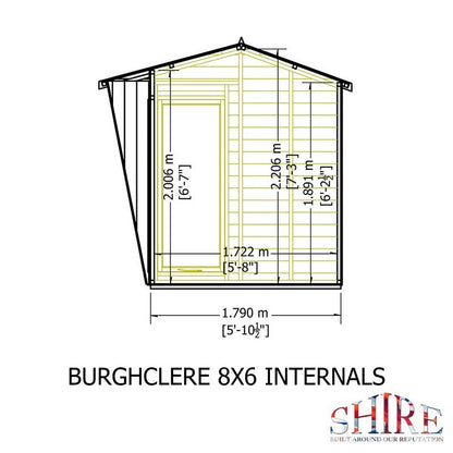 Shire Burghclere 7' 7" x 8' 2" Reverse Apex Summerhouse - Premium Dip Treated Shiplap