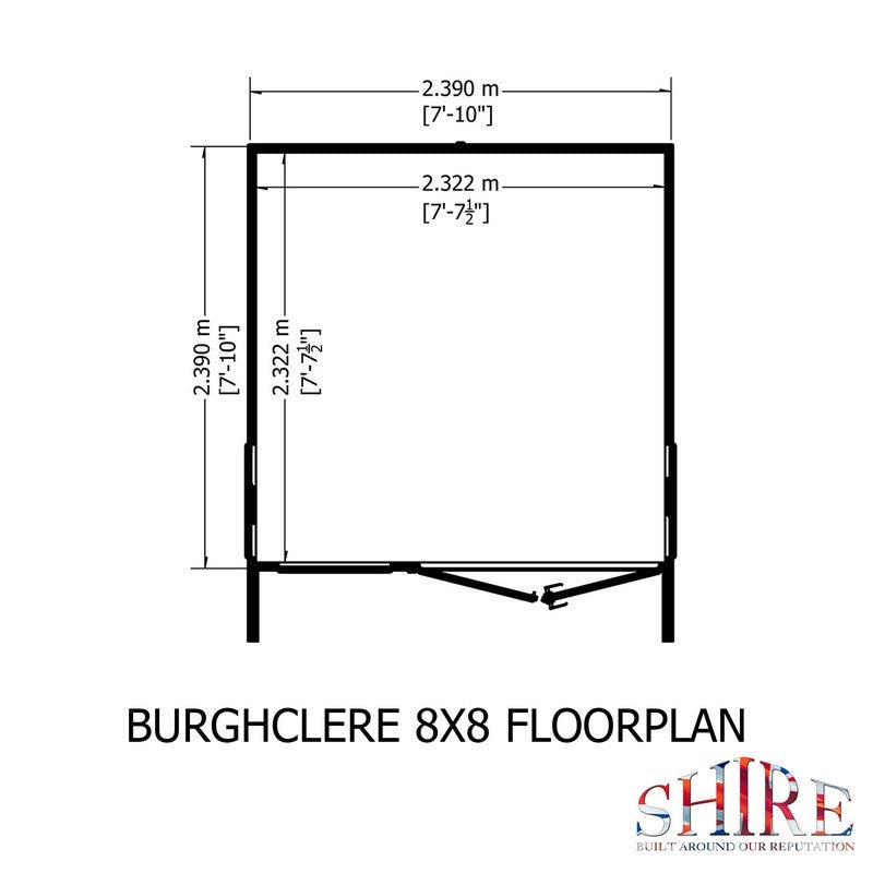 Shire Burghclere 7' 10" x 7' 10" Reverse Apex Summerhouse - Premium Dip Treated Shiplap