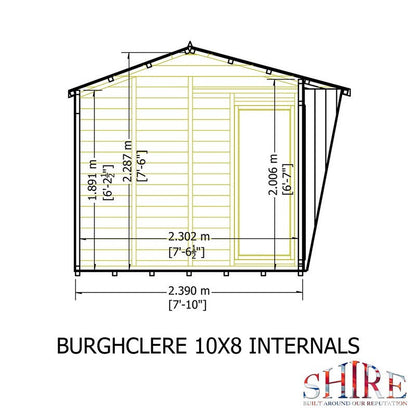 Shire Burghclere 7' 10" x 10' Reverse Apex Summerhouse - Premium Dip Treated Shiplap