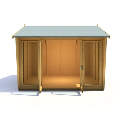 Shire Burghclere 9' 9" x 10' Reverse Apex Summerhouse - Premium Dip Treated Shiplap