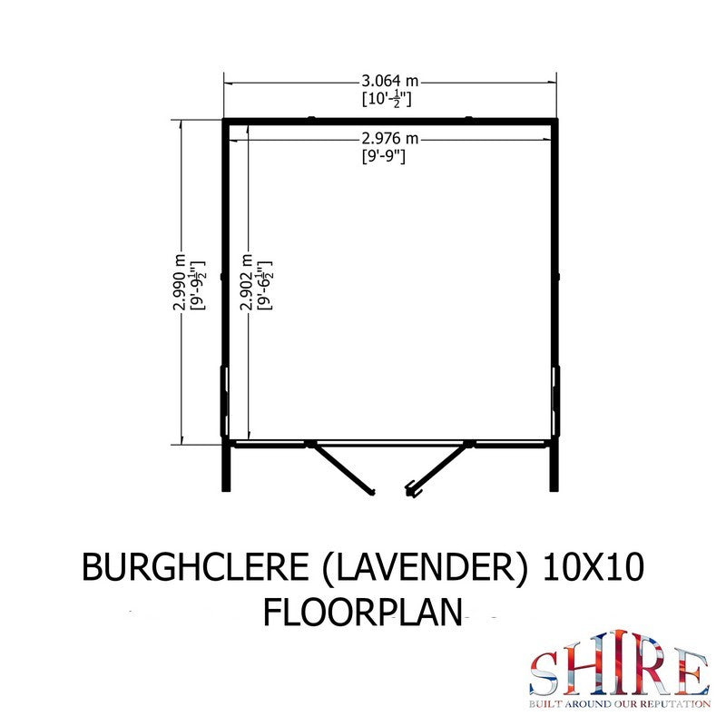 Shire Burghclere 9' 9" x 10' Reverse Apex Summerhouse - Premium Dip Treated Shiplap