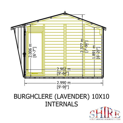 Shire Burghclere 9' 9" x 10' Reverse Apex Summerhouse - Premium Dip Treated Shiplap