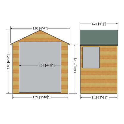 Shire Bute 6' x 4' 1" Apex Shed - Premium Dip Treated Shiplap