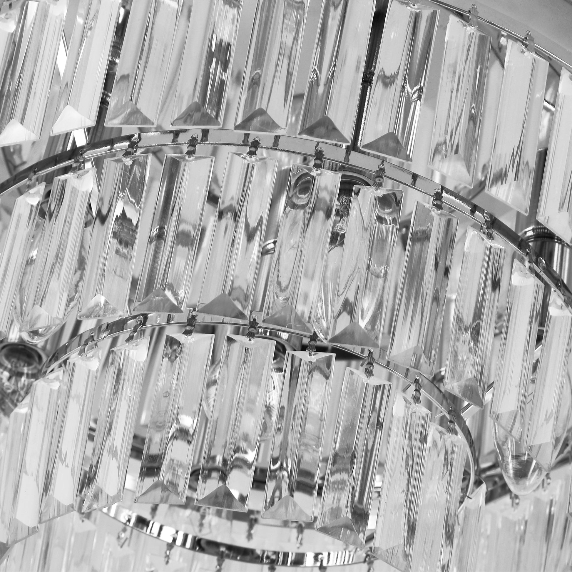 Homcom Round Crystal Ceiling Lamp 7 Lights Chandelier Mounted Fixture For Living Room Dining Room Hallway Modern