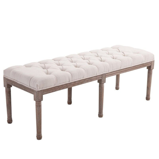 Homcom Longline Vintage Ottoman Bench With Wooden Frame