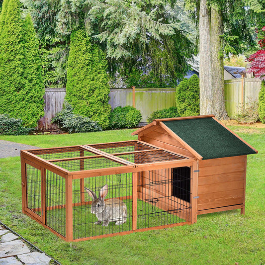 PawHut Wooden Rabbit Hutch Outdoor