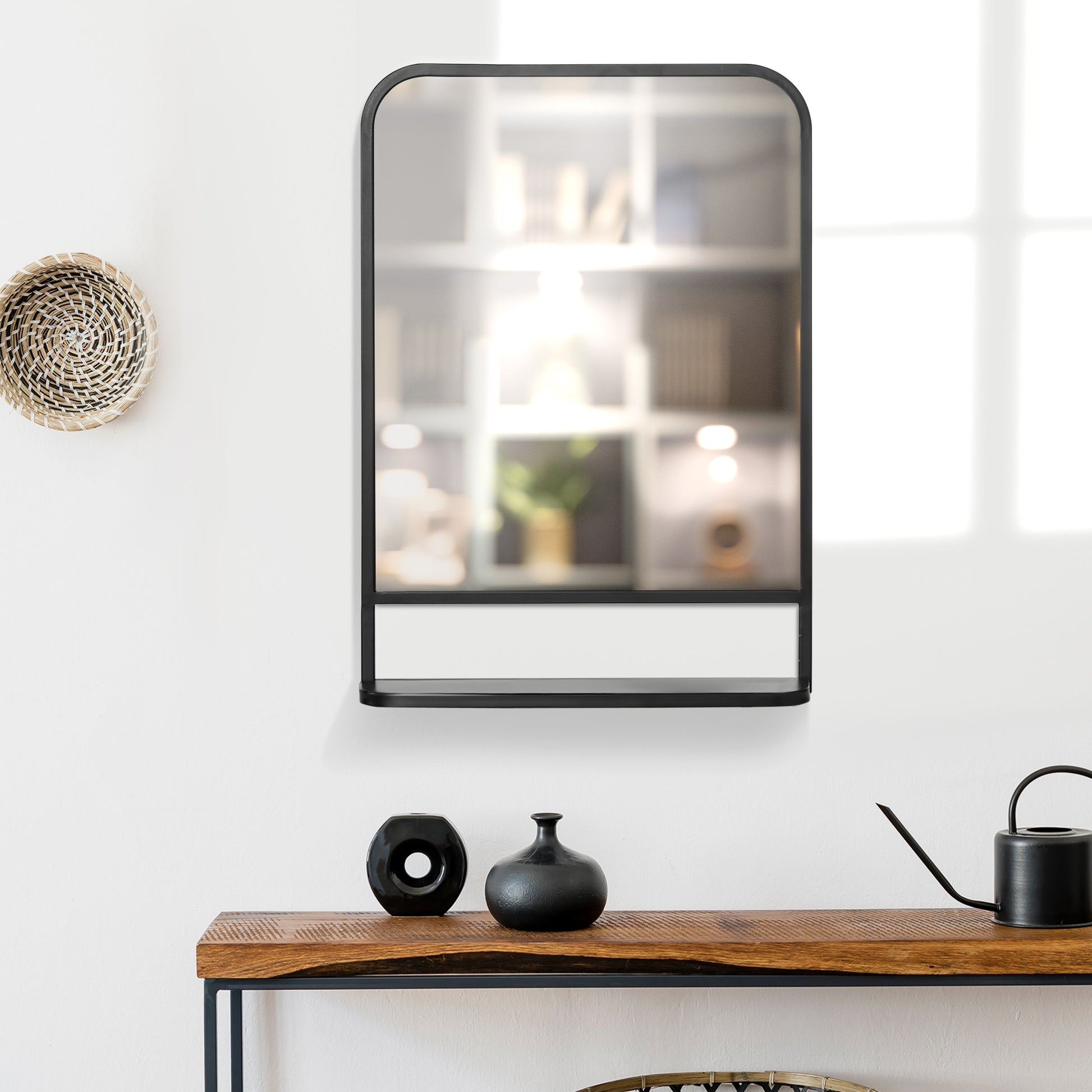 Homcom Modern Square Wall Mirror with Storage Shelf