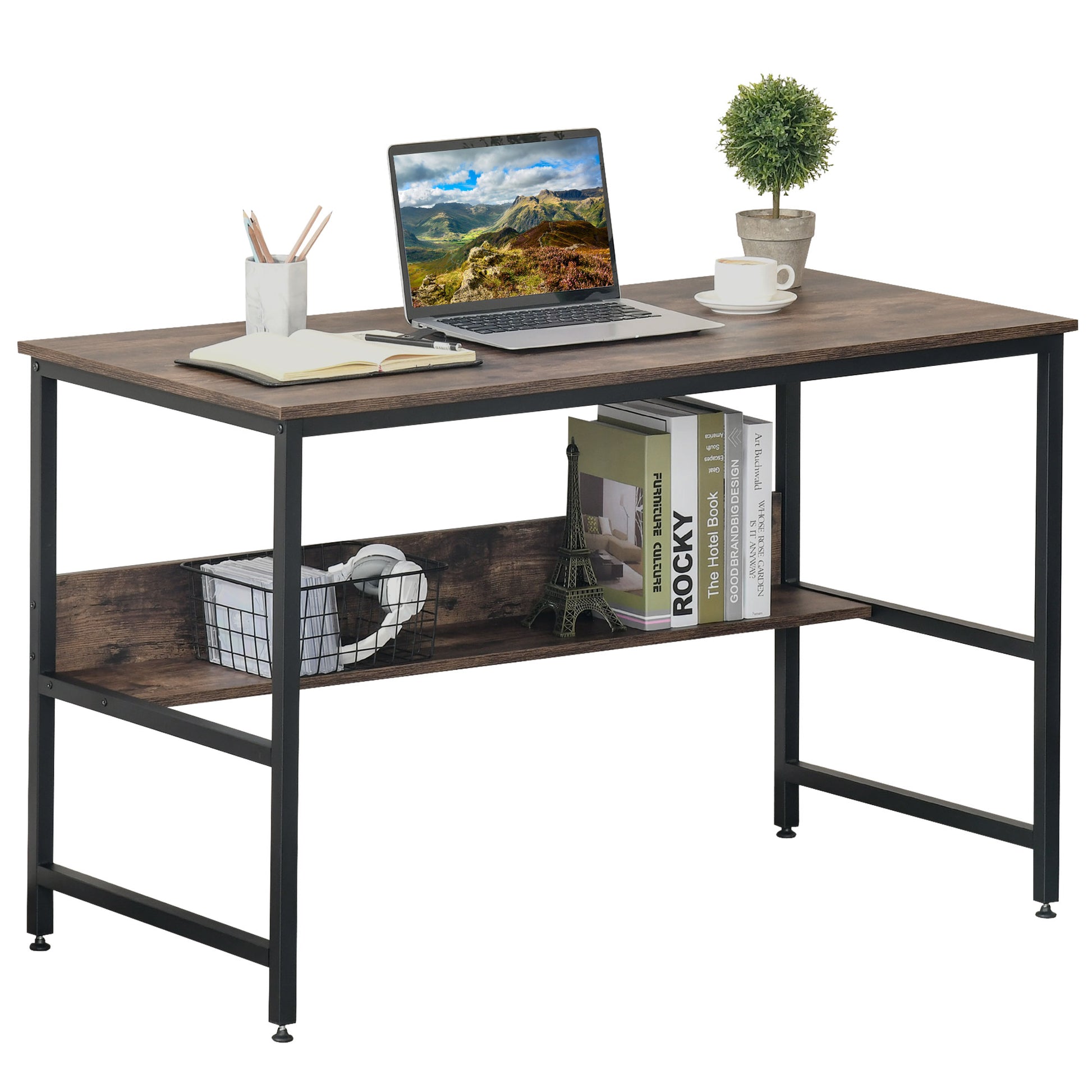 Homcom Computer Desk With Storage Shelf