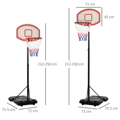 Homcom Portable Basketball Stand 175-215cm Adjustable Height Sturdy Rim Hoop Base Net