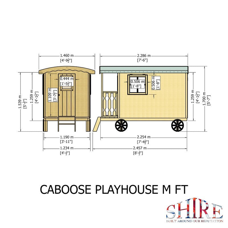 Shire Caboose 7' 6" x 4' 9" Curved Children's Playhouse - Classic Dip Treated Shiplap