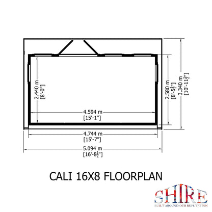 Shire Cali 8' 5" x 15' 6" Pent Garden Office - Premium Wax Board