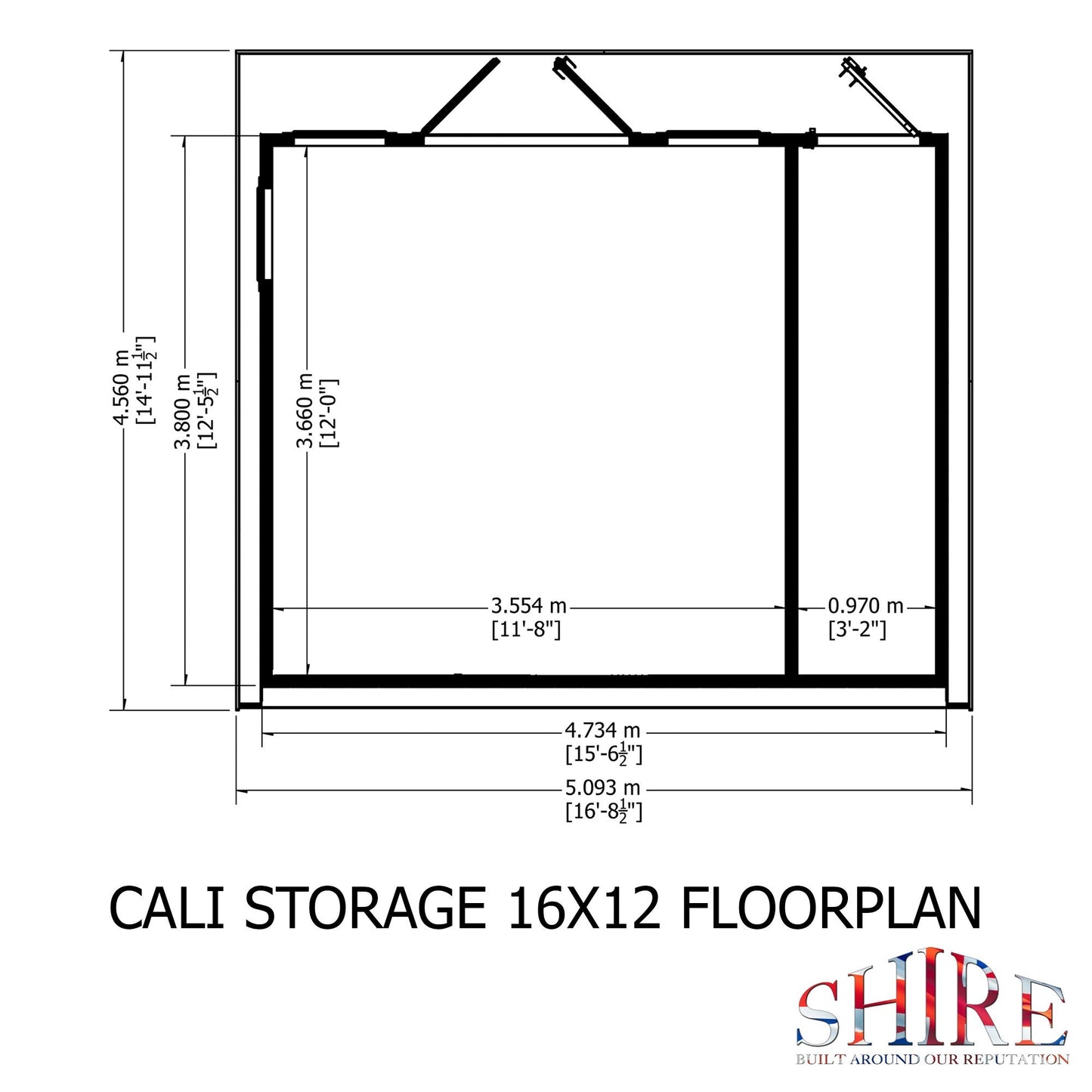 Shire Cali 12' 5" x 15' 6" Pent Garden Office with Storage - Premium Wax Board