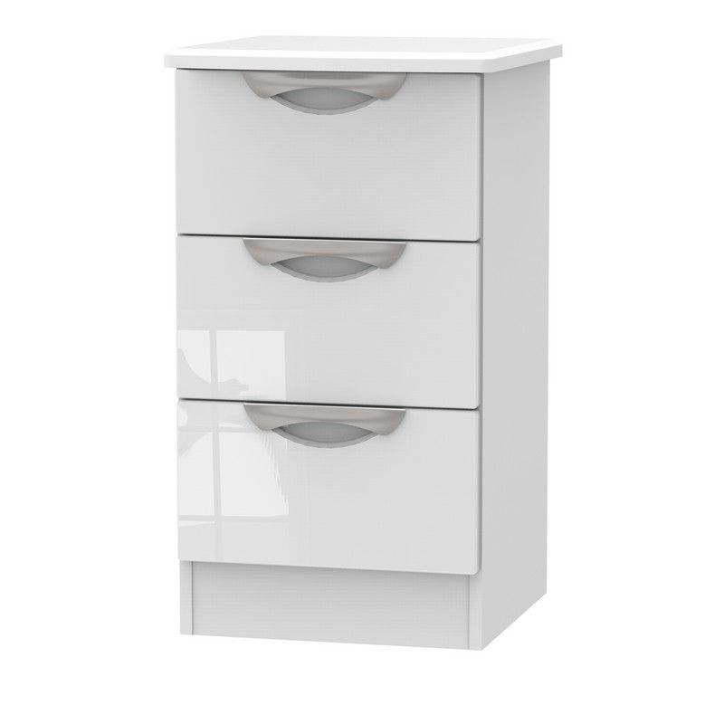 Weybourne Slim Bedside Table White 3 Drawers