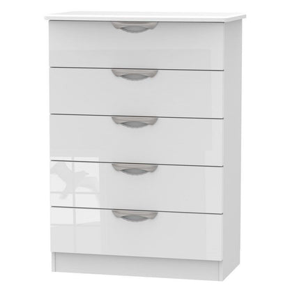 Weybourne Tall Chest of Drawers White 5 Drawers