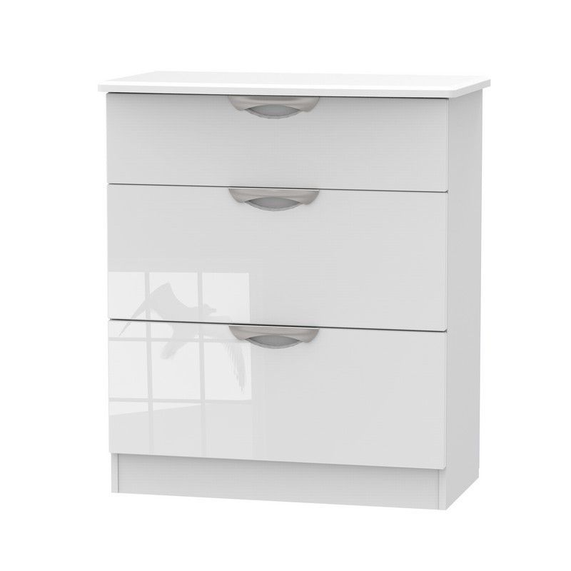 Weybourne Chest of Drawers White 3 Drawers - 88.5cm