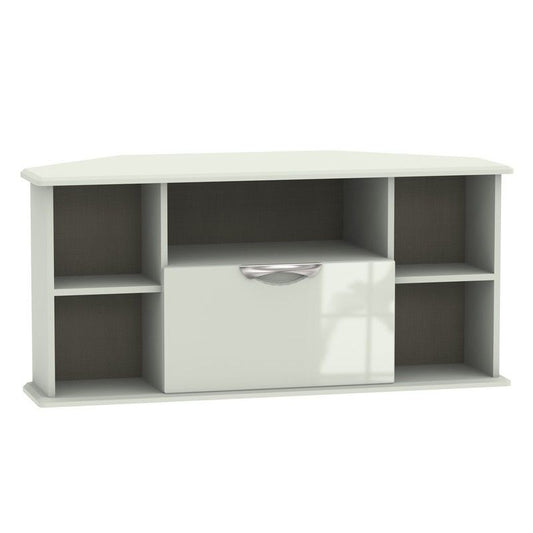 Weybourne Corner TV Unit Off-white 5 Shelves 1 Drawer