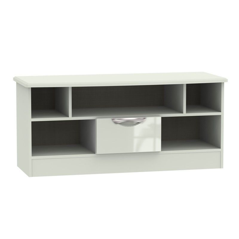 Weybourne TV Unit Off-white 5 Shelves 1 Drawer