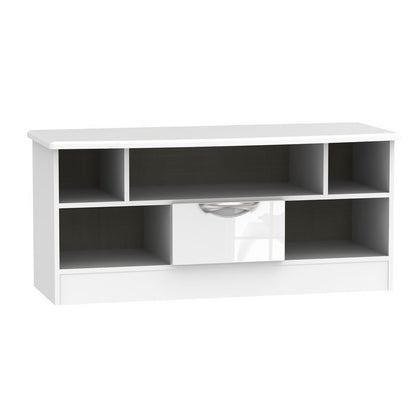 Weybourne TV Unit White 5 Shelves 1 Drawer