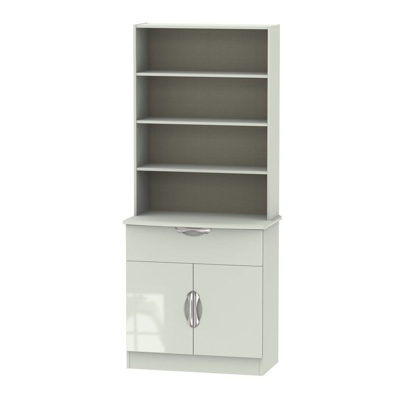 Weybourne Tall Shelving Unit Off-white 2 Doors 4 Shelves 1 Drawer