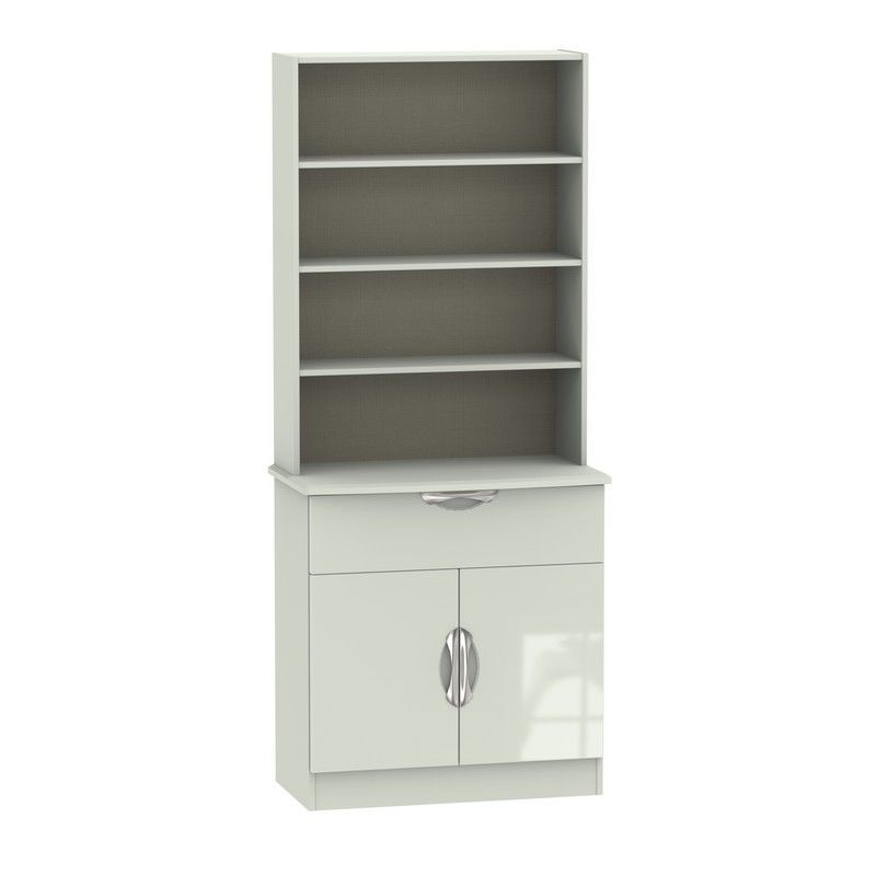 Weybourne Tall Shelving Unit Off-white 2 Doors 4 Shelves 1 Drawer