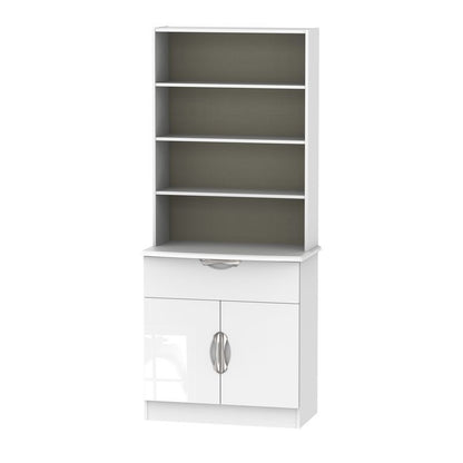 Weybourne Tall Shelving Unit White 2 Doors 4 Shelves 1 Drawer