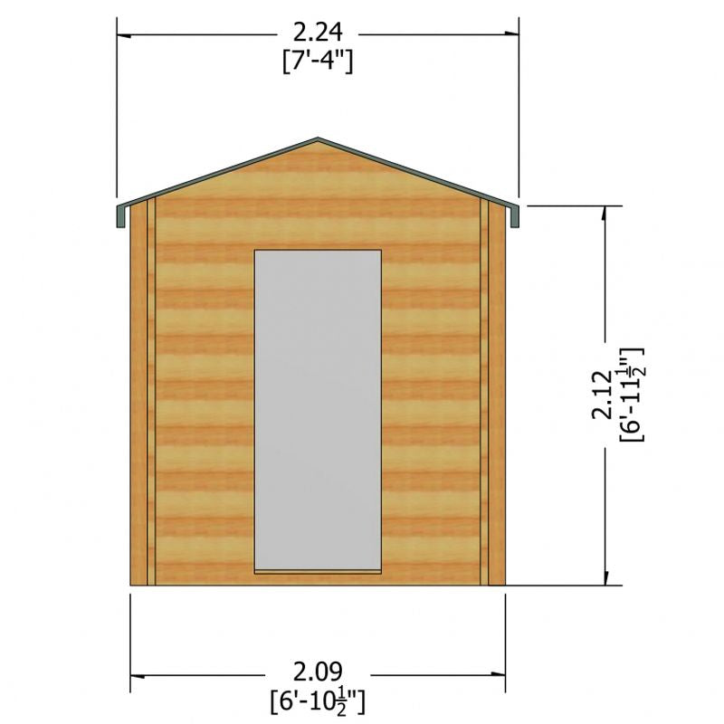 Shire Camelot 7' 4" x 6' 11" Apex Log Cabin - Premium 19mm Cladding Log Clad