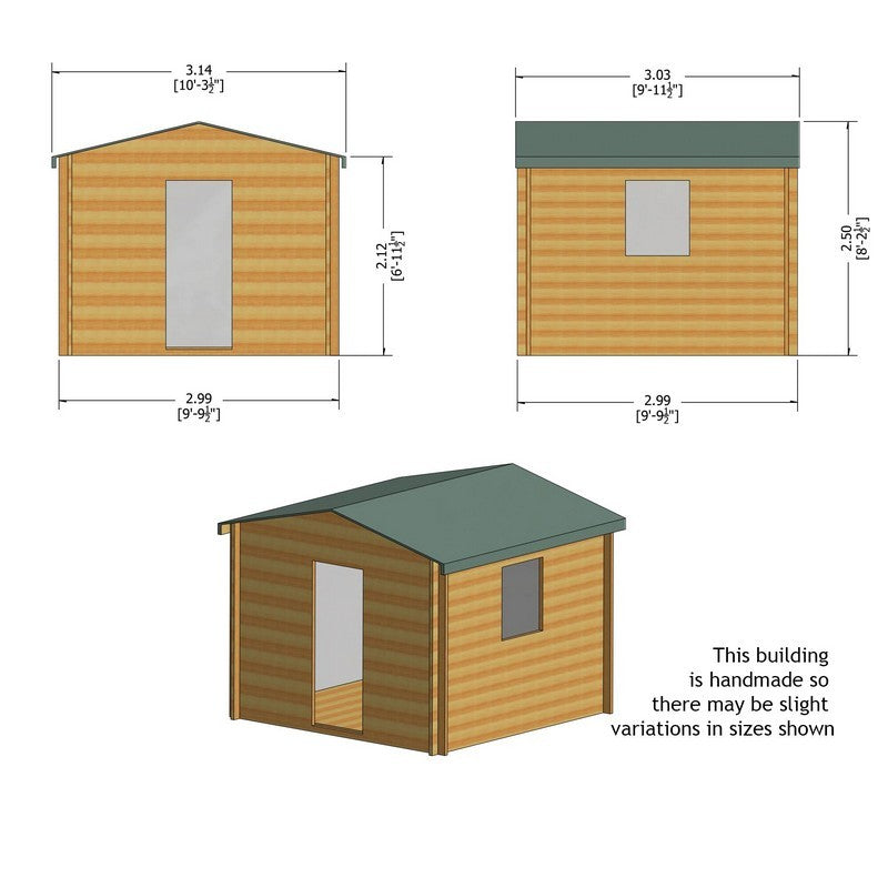 Shire Camelot 10' x 10' Apex Log Cabin - Budget  Cladding Tongue & Groove