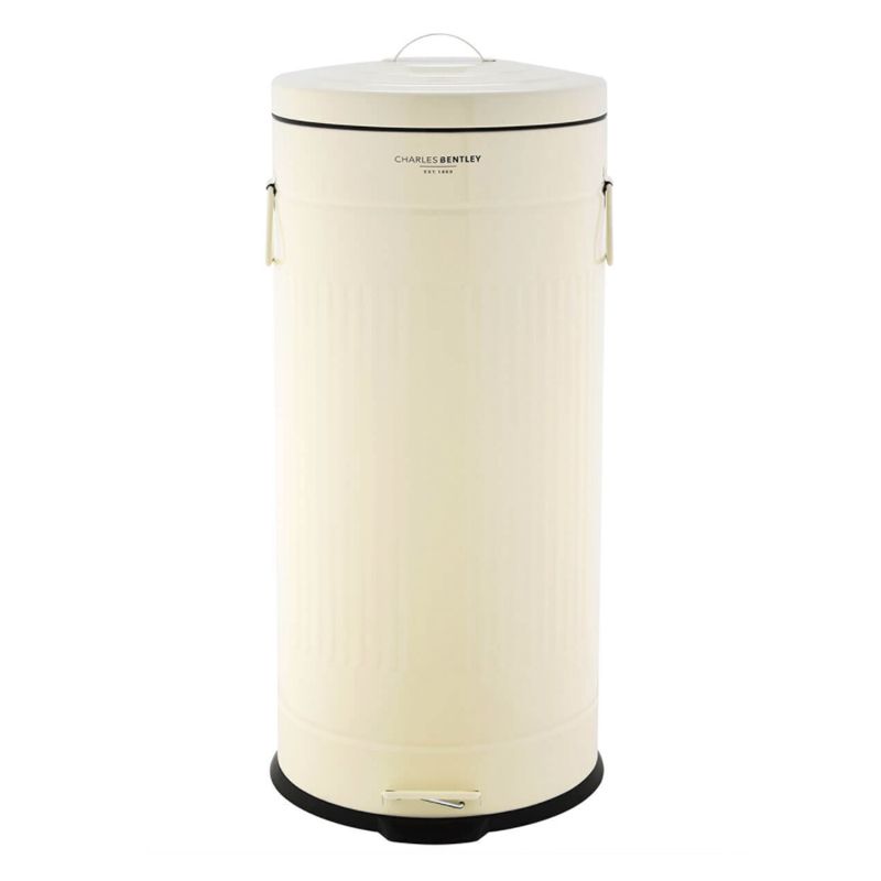 Wensum 30L Retro Steel Waste Rubbish Kitchen Pedal Bin - Cream