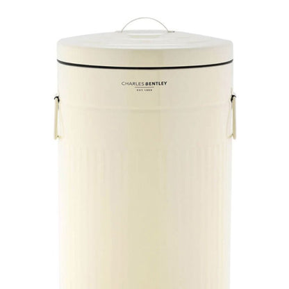 Wensum 30L Retro Steel Waste Rubbish Kitchen Pedal Bin - Cream