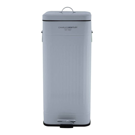 Wensum 30L Steel Square Retro Kitchen Pedal Waste Bin - Grey