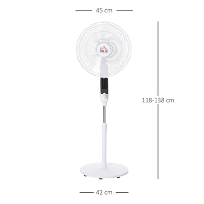 15" Oscillating Three Speed Adjustable Height Pedestal Fan With Remote White by Homcom