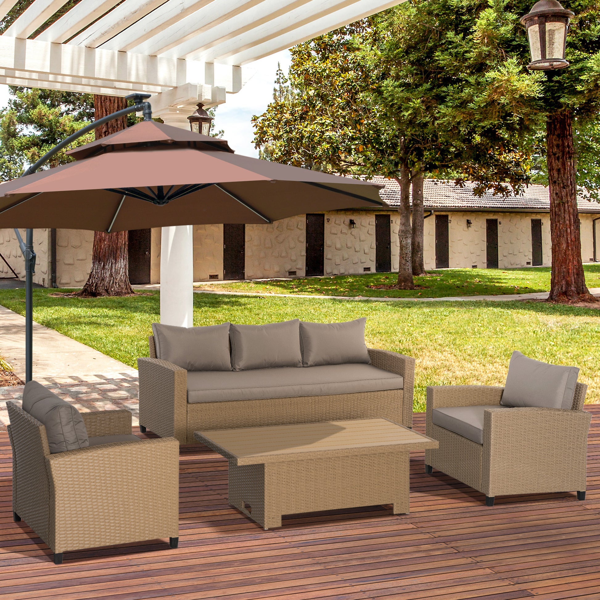 Outsunny 4 PCS Outdoor PE Rattan Sofa Set