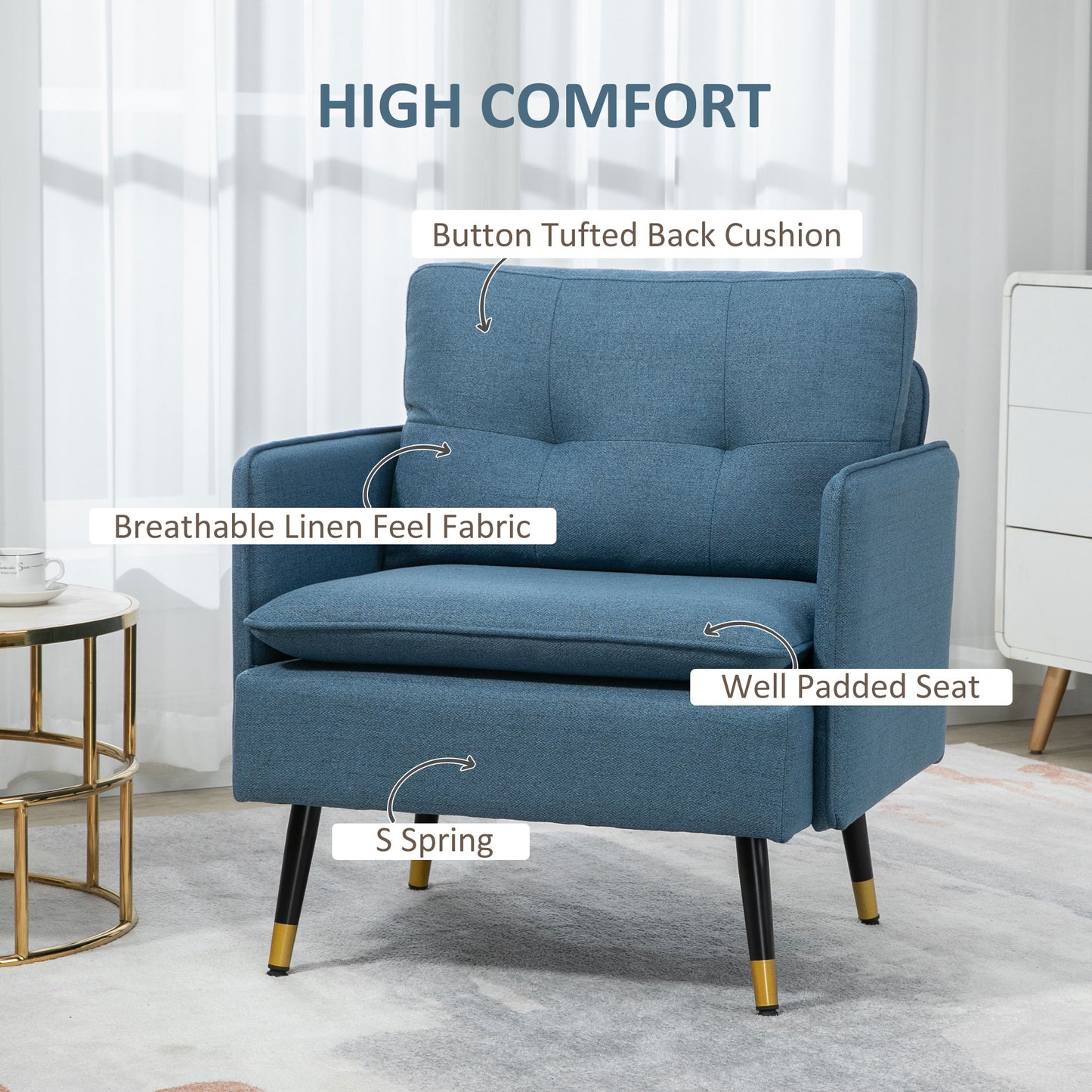 Homcom Modern Armchairs with Steel Legs