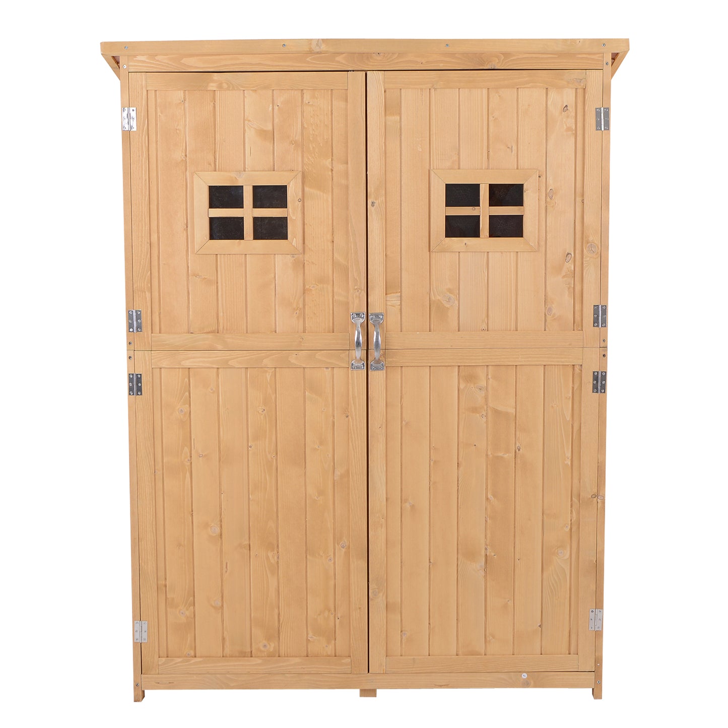 Barn 164cm Double Door Pent Garden Store Two Window Fir Wood Natural by Steadfast