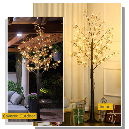 6ft Gypsophila Christmas Tree Light Feature Black with LED Lights Warm White