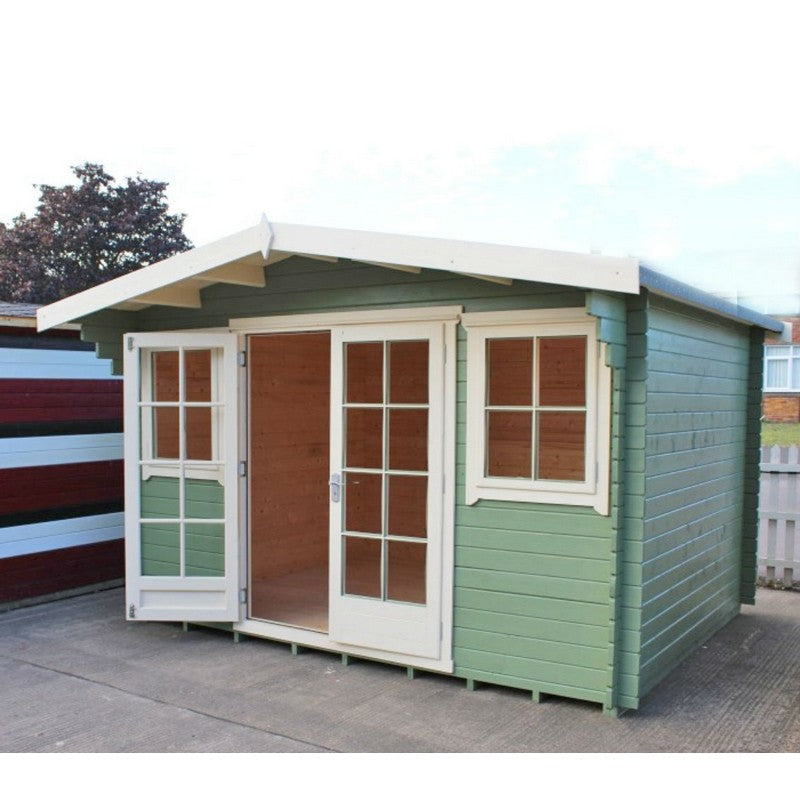 Shire Clipstone 11' 9" x 7' 10" Apex Log Cabin - Premium 28mm Cladding Tongue & Groove