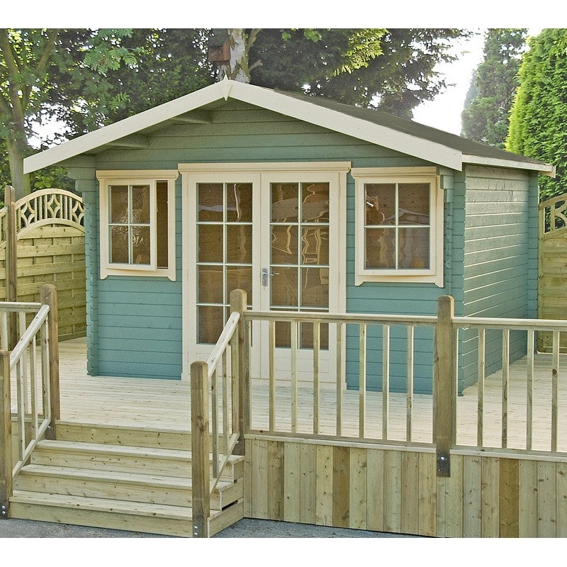 Shire Clipstone 11' 9" x 7' 10" Apex Log Cabin - Premium 28mm Cladding Tongue & Groove with Assembly