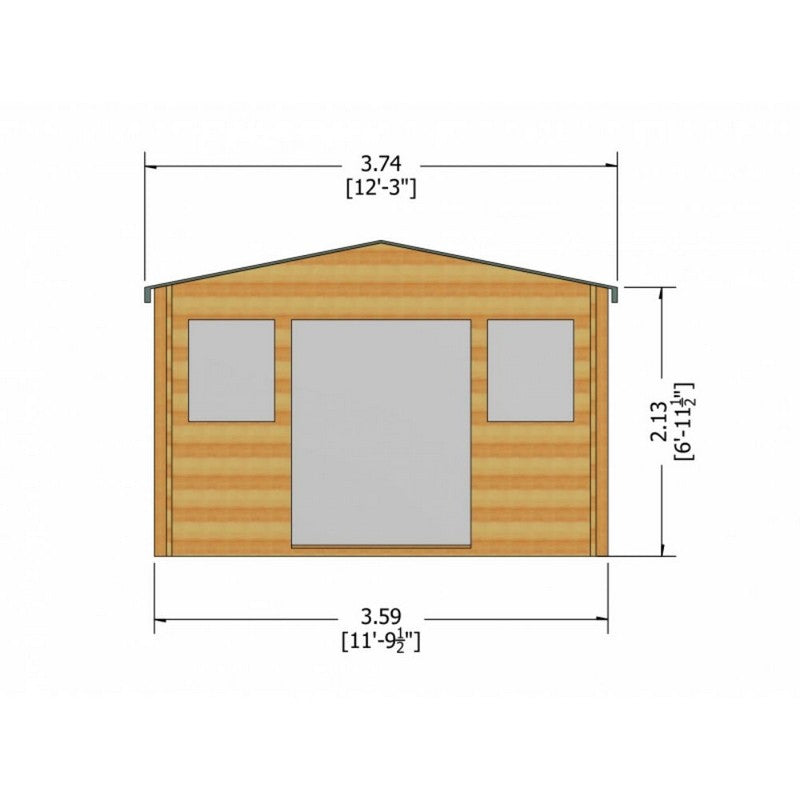 Shire Clipstone 11' 9" x 7' 10" Apex Log Cabin - Premium 28mm Cladding Tongue & Groove