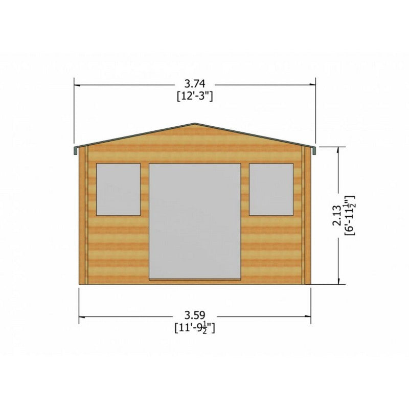 Shire Clipstone 11' 9" x 7' 10" Apex Log Cabin - Premium 44mm Cladding Tongue & Groove